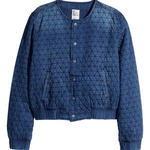 H&M Quilted Denim Bomber Jacket